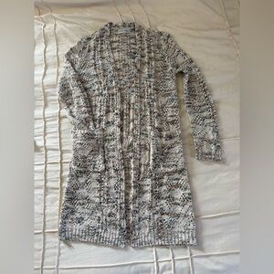 Knox Rose Cream, Brown & Black Marled Open-Knit Cardigan